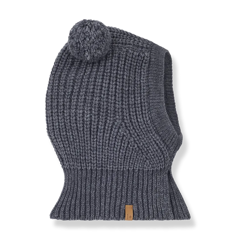 hat chunky knit balaclava - grey