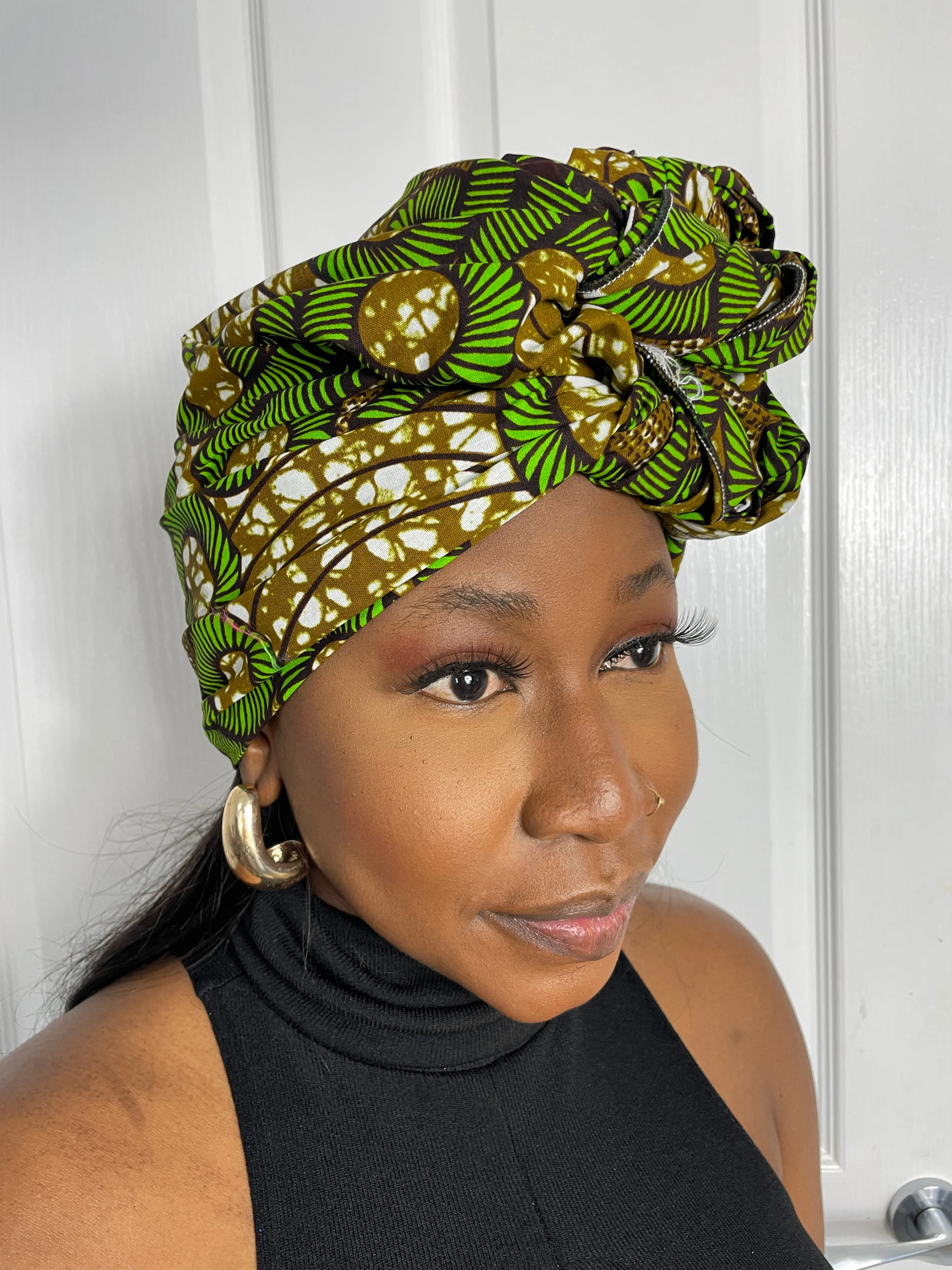 Hawa Green and Brown Ankara Headwrap/Scarf