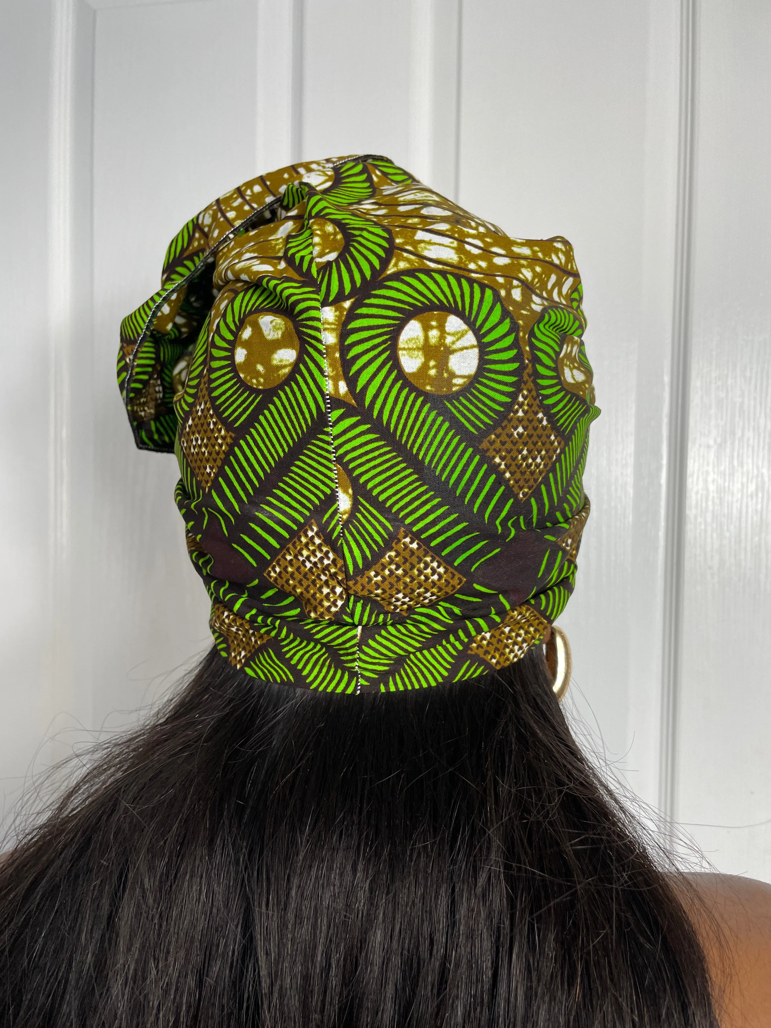 Hawa Green and Brown Ankara Headwrap/Scarf