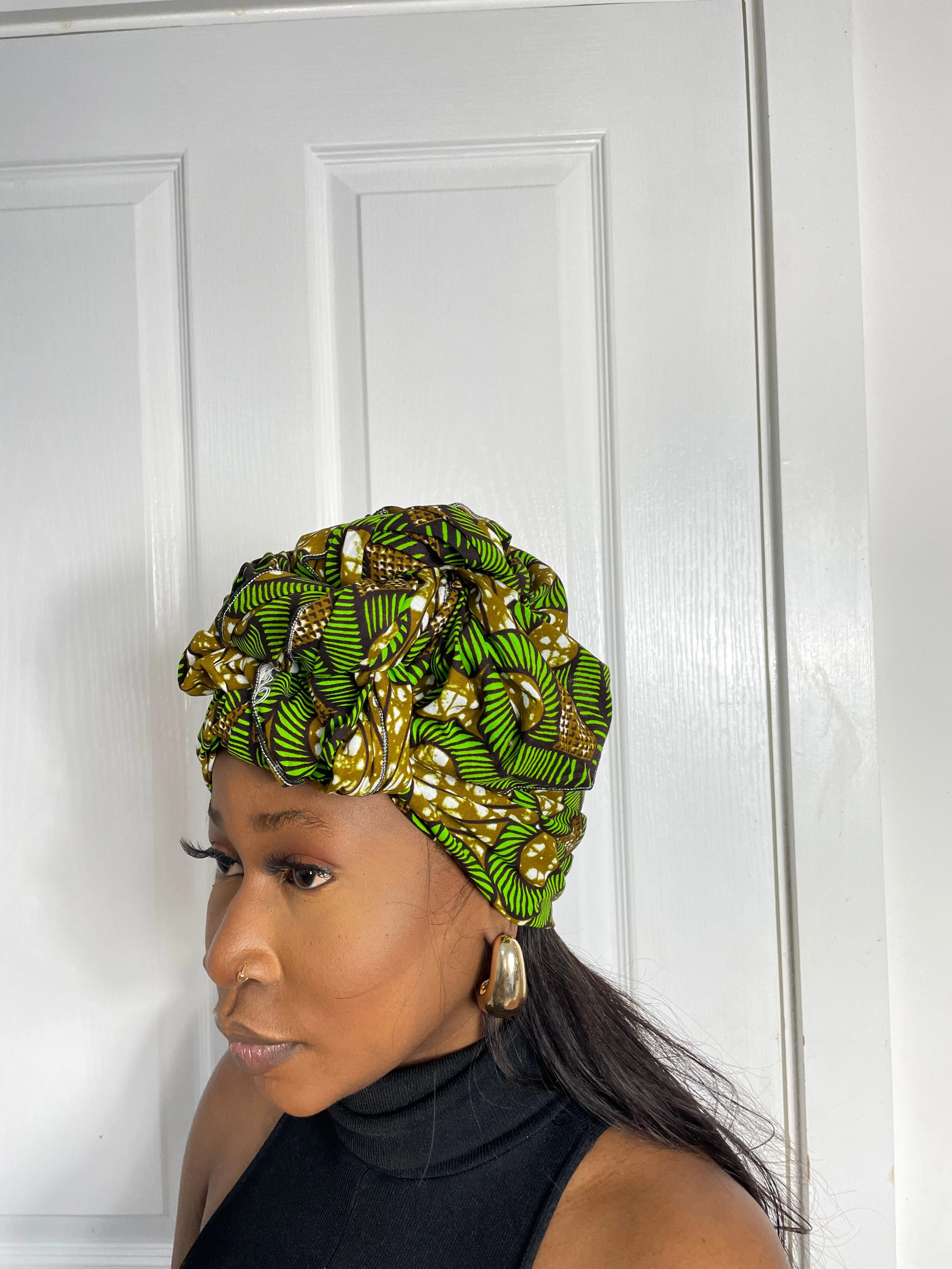 Hawa Green and Brown Ankara Headwrap/Scarf