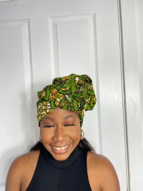 Hawa Green and Brown Ankara Headwrap/Scarf