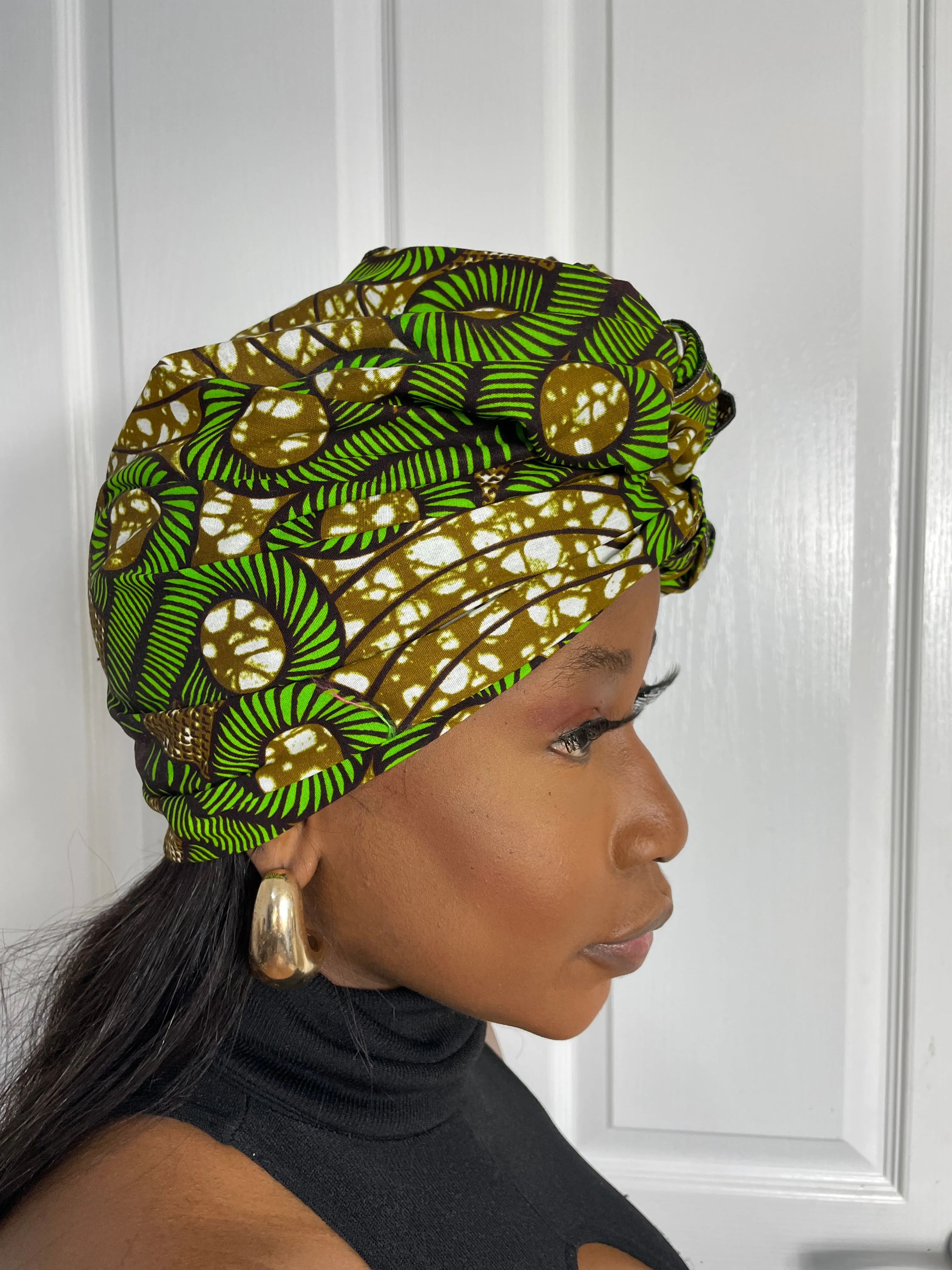 Hawa Green and Brown Ankara Headwrap/Scarf