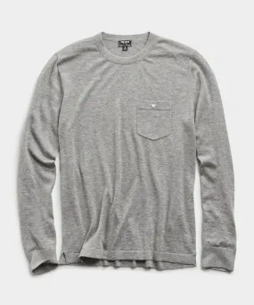 Italian Cashmere Pocket T-Shirt Sweater in Heather Grey