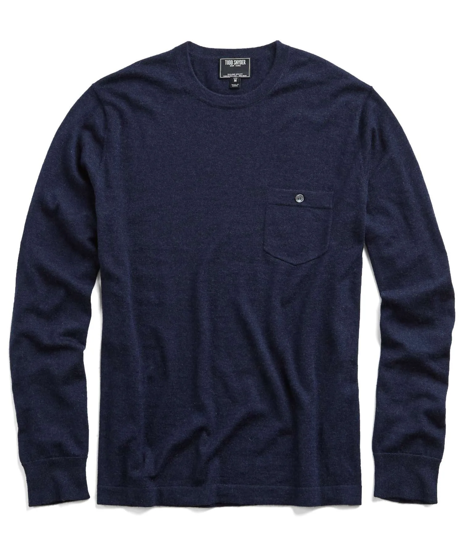 Italian Cashmere T-Shirt Sweater in Navy Heather