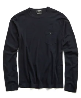 Italian Cashmere T-Shirt Sweater in Navy