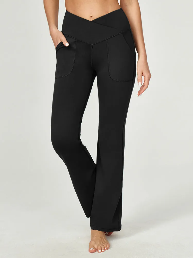 IUGA High Waisted Crossover Bootcut Yoga Pants With Pockets