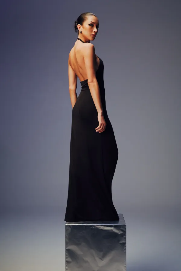 Jennifer Cupro Maxi Dress Black