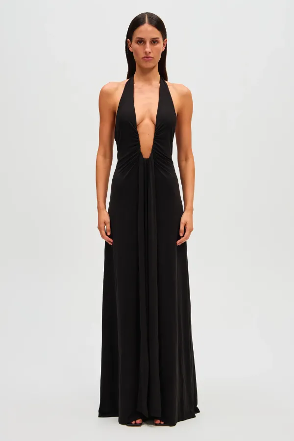 Jennifer Cupro Maxi Dress Black