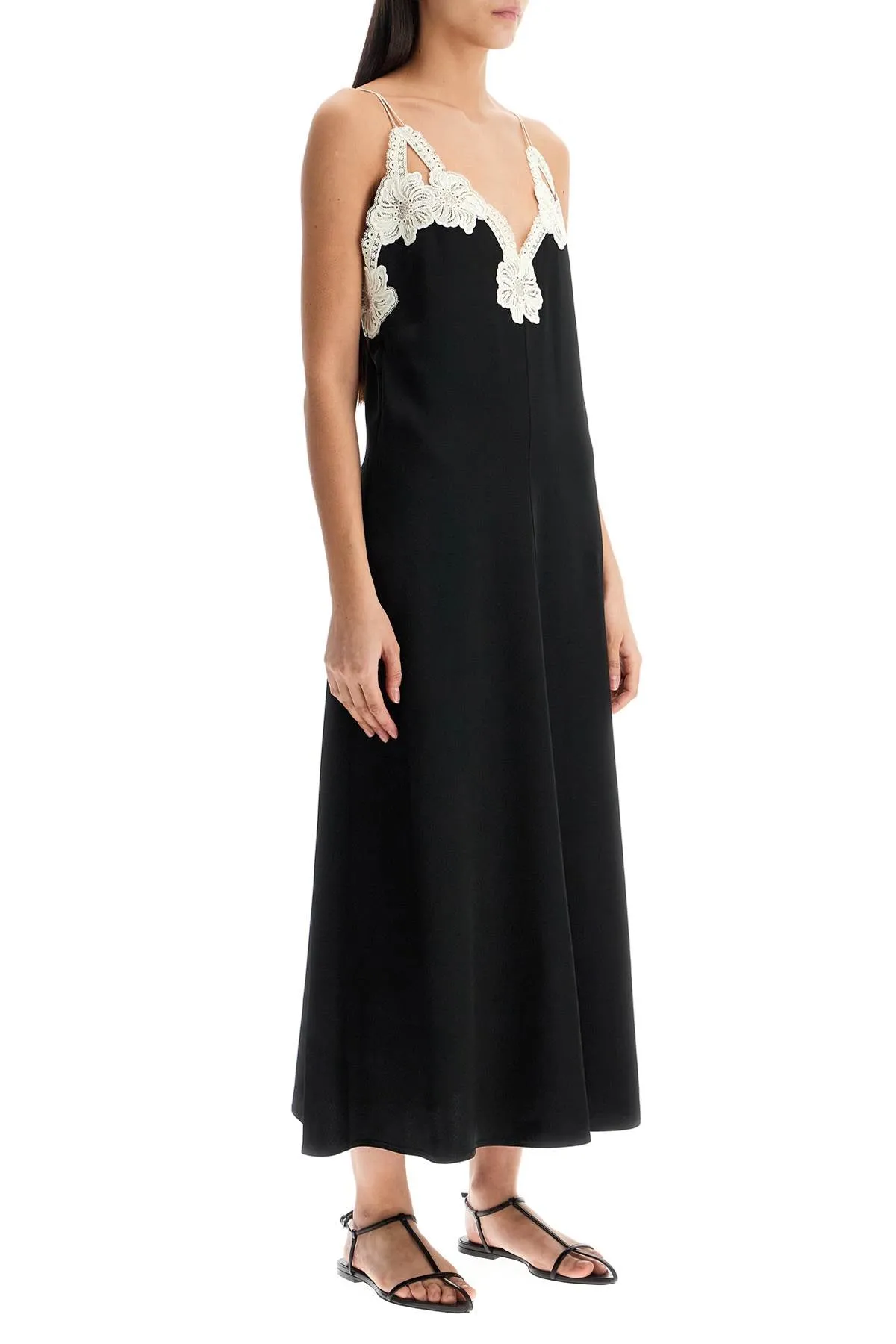 Jil Sander Lace-Trimmed Slip Dress With