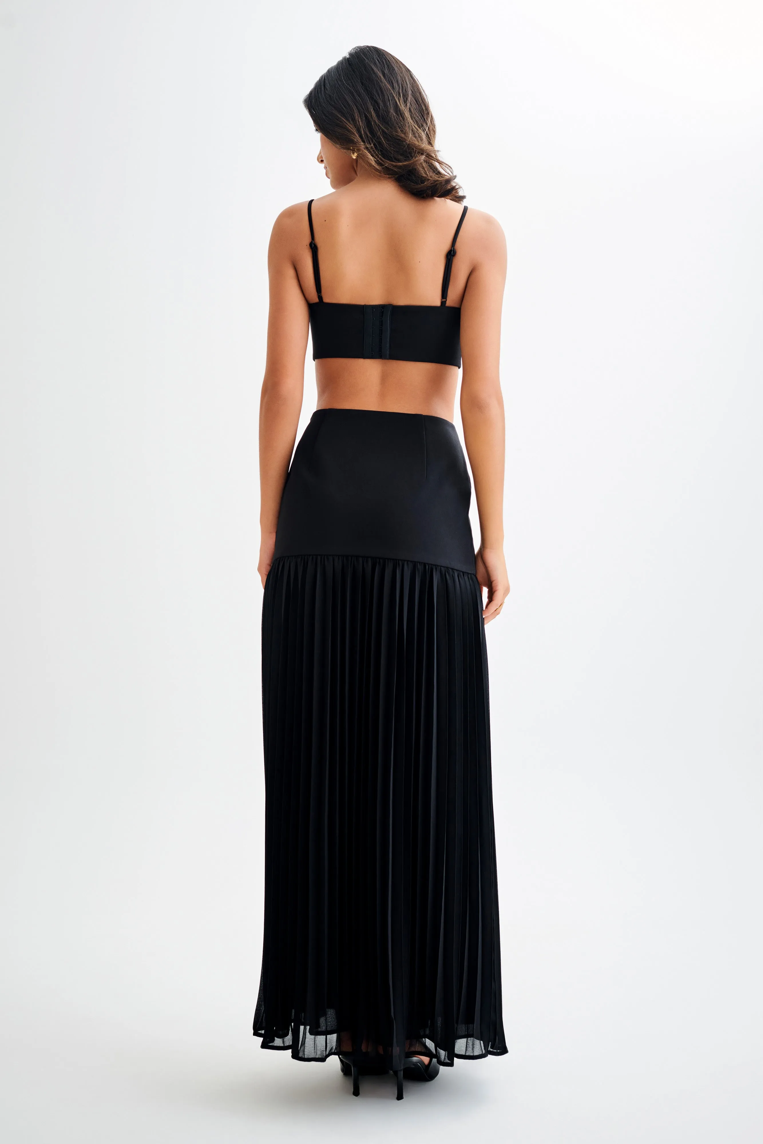 Jillian Pleated Maxi Skirt - Black