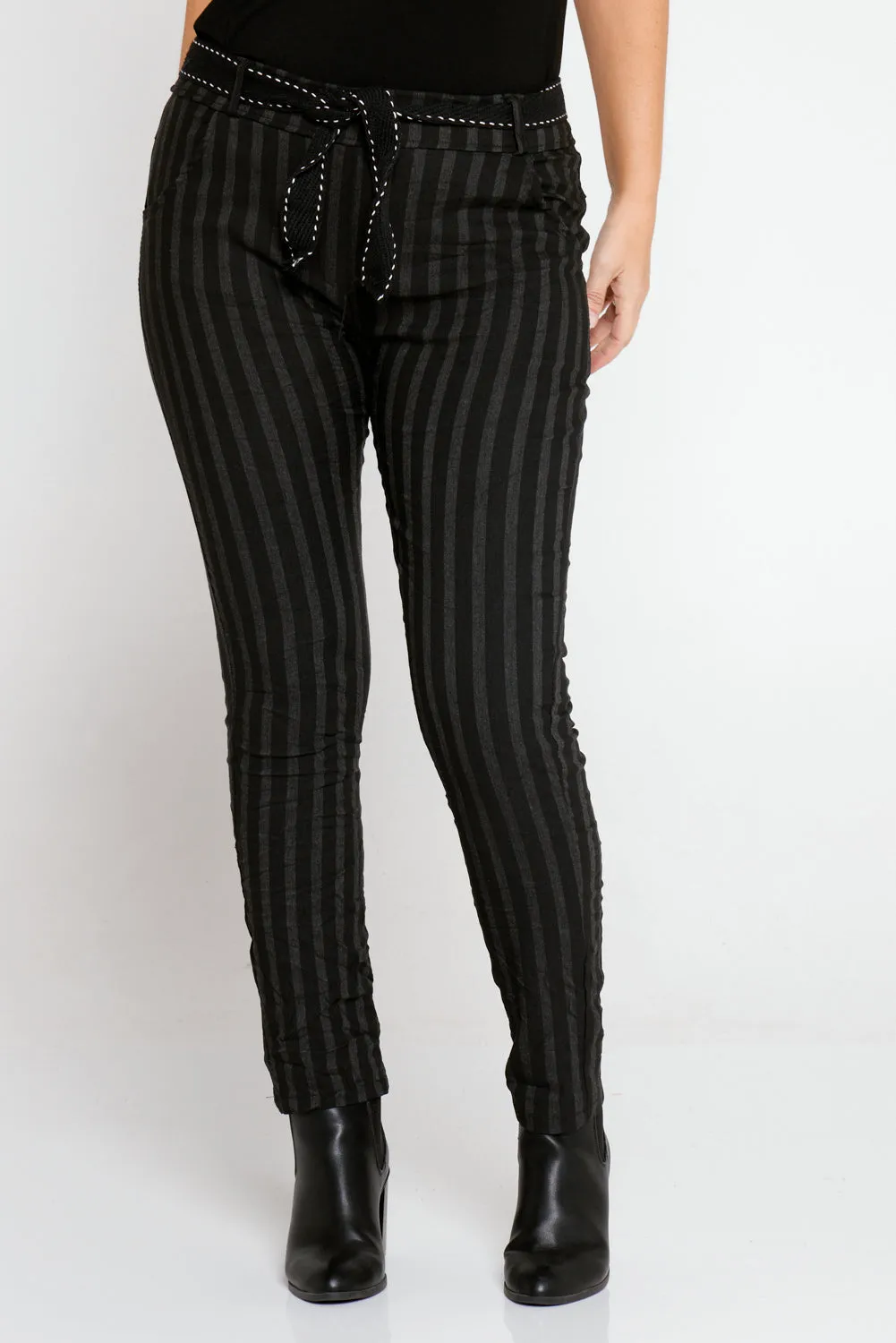 Jodi Pants - Black/Charcoal Stripe