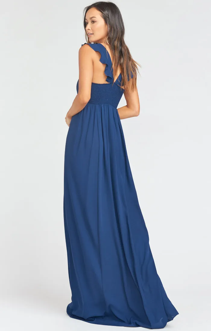 June Maxi Dress ~ Rich Navy Crisp