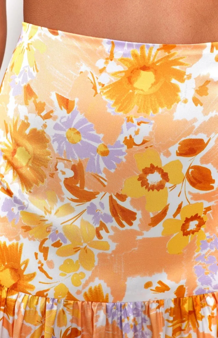 Juniper Orange Floral Maxi Skirt