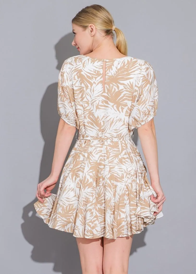 Kailee Leaf Print Mini Dress