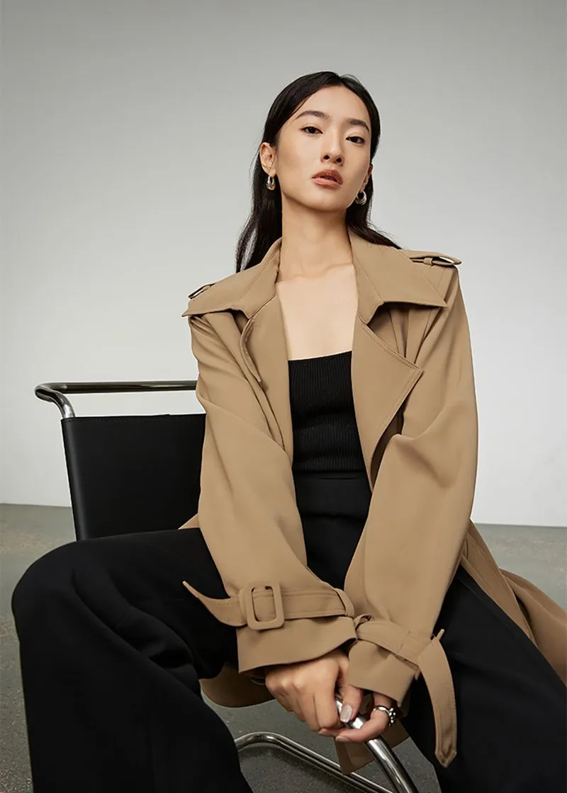 Khaki Double Breasted Trench Coat