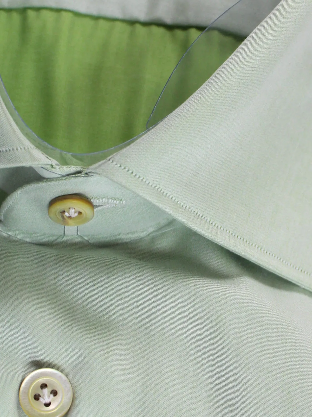 Kiton Shirt Light Green Spread Collar 43 - 17 REDUCED - SALE