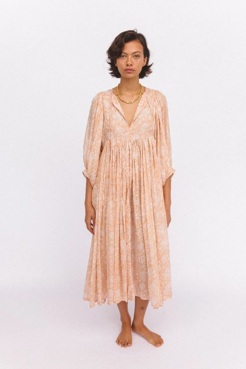 Kyra Midi Dress ~ Apricot Blush