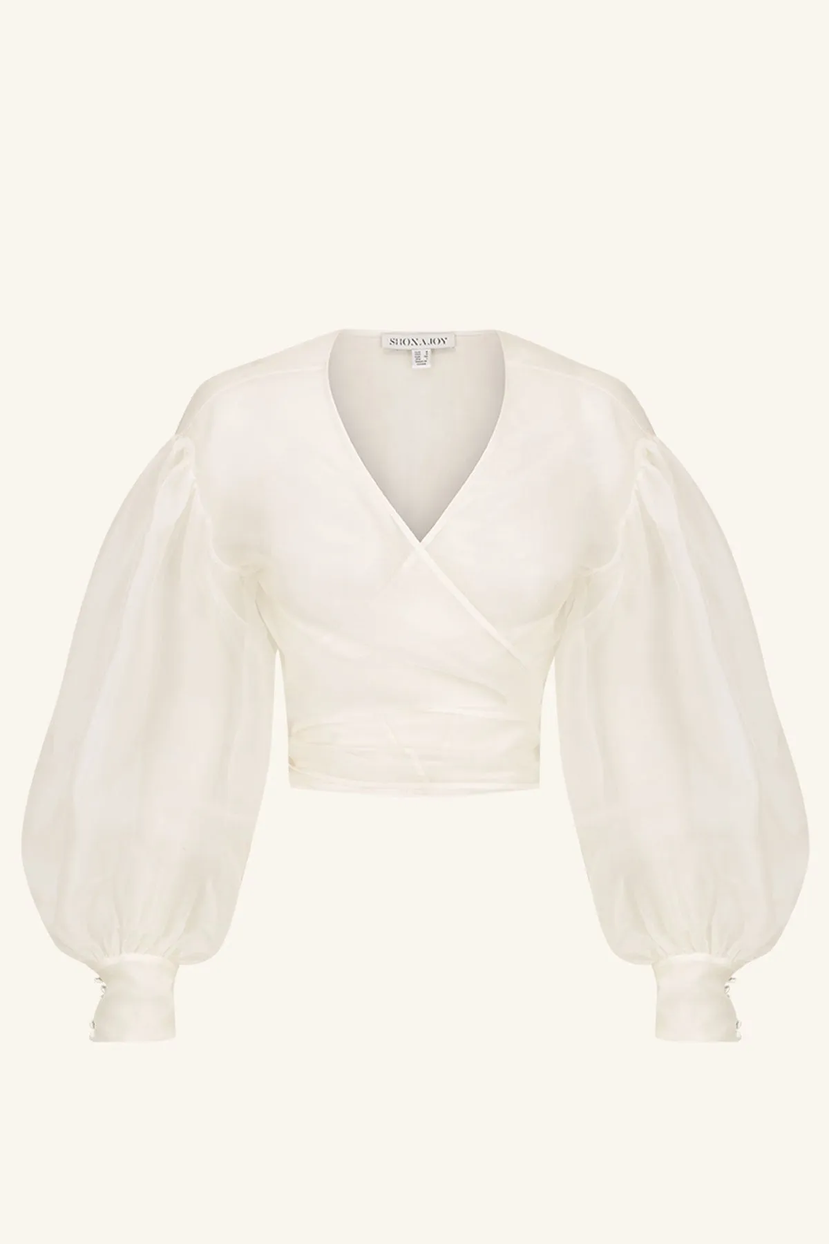 LA LUNE LIA SILK WRAP CROP BLOUSE - IVORY