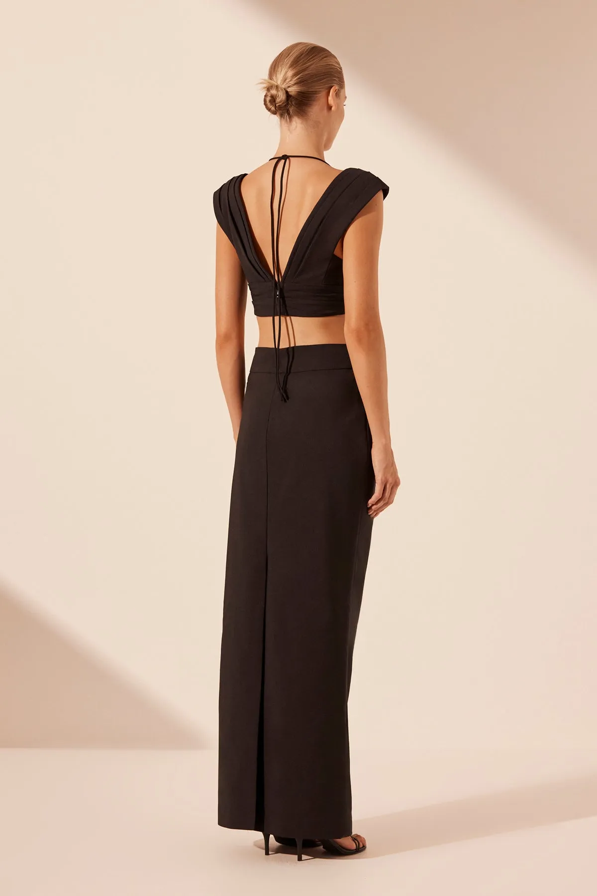 LANI DRAPED MAXI SKIRT - BLACK