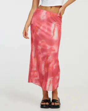 Lassie Maxi Skirt in Abstract Blurred Pink