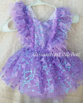 Lavender Sparkle Butterfly Whimsical Romper