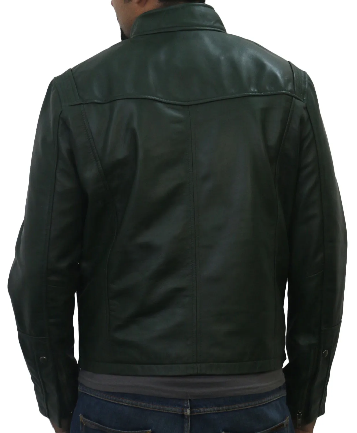 Leather Jackets Hub Mens Genuine Lambskin Leather Jacket (Black, Racer Jacket) - 1501489