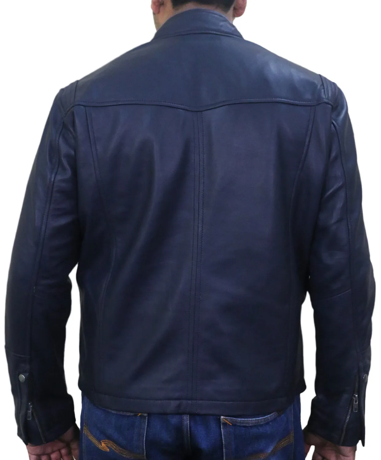 Leather Jackets Hub Mens Genuine Lambskin Leather Jacket (Black, Racer Jacket) - 1501489