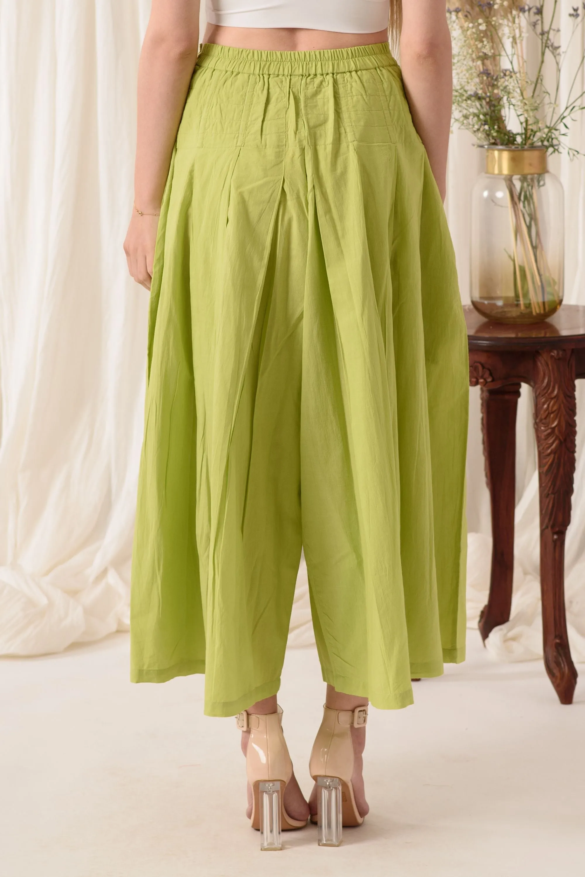 LIME GREEN FULLY WIDER PANT /PLAZZO STYLE