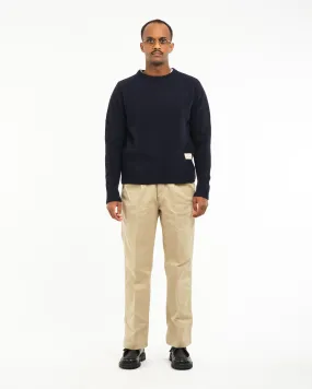 LOCC02 Ribbed Cashmere Crew Pullover Dark Navy