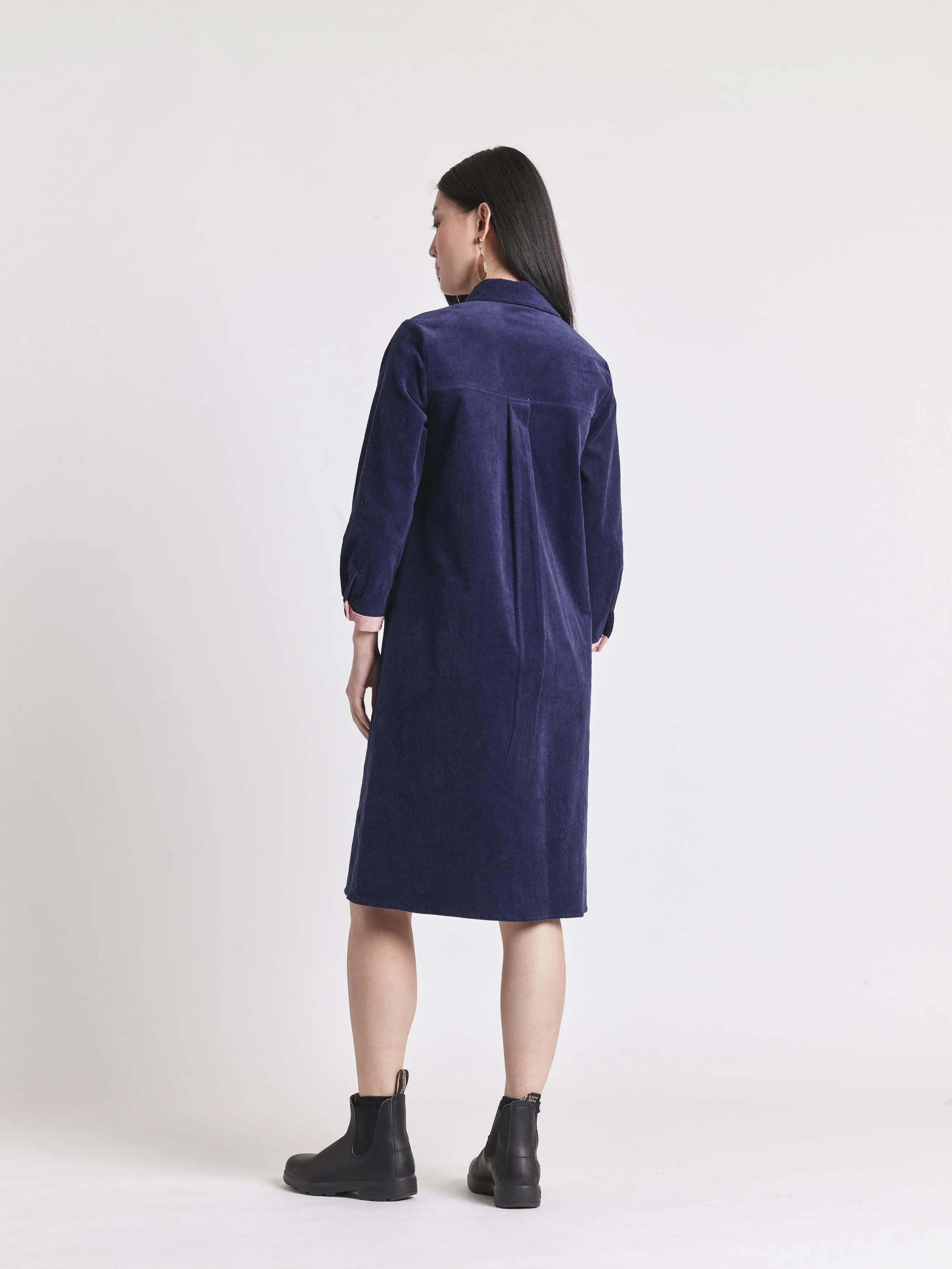 Lowie Navy Corduroy Shirt Dress