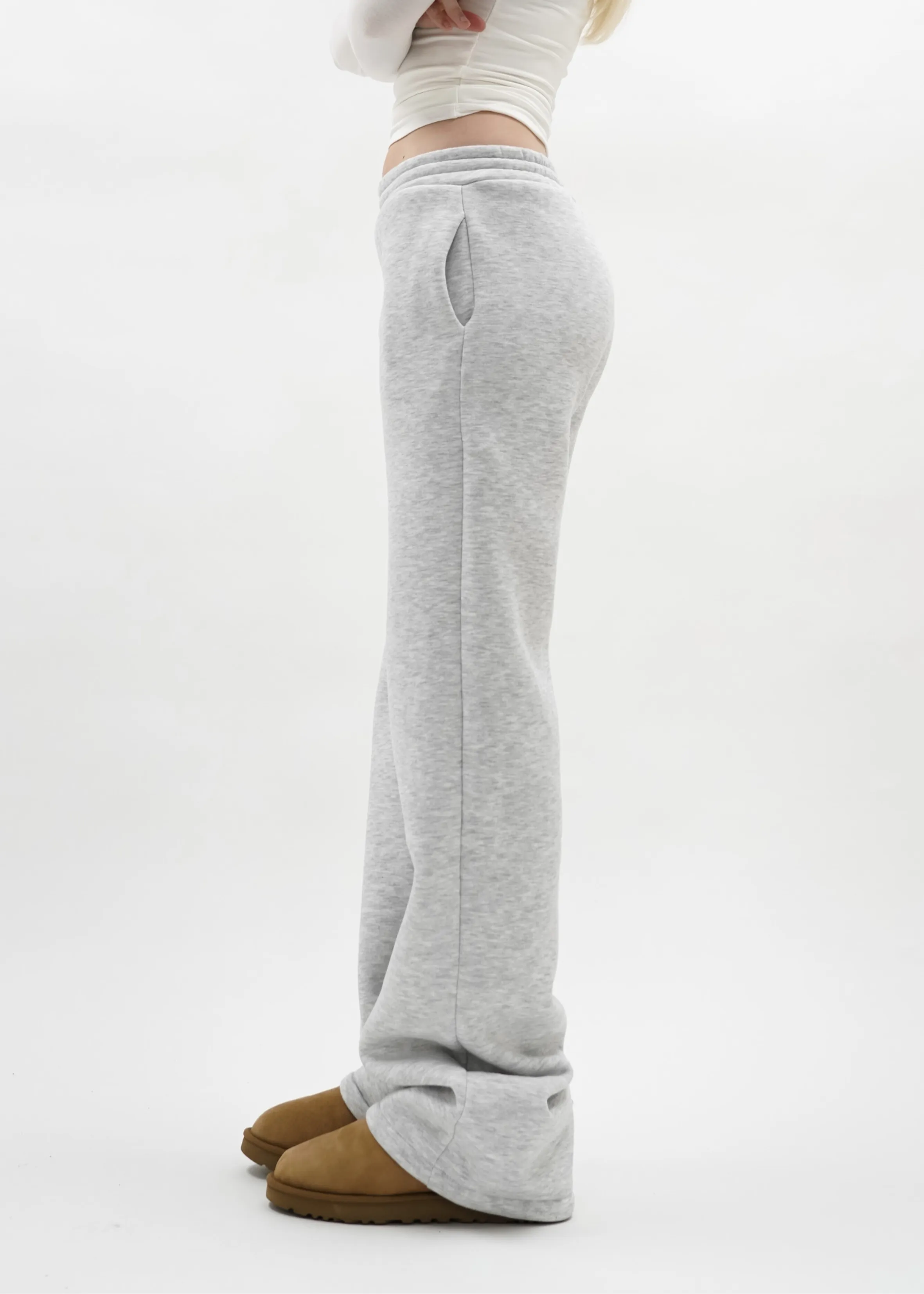 Low/mid waist jogger pants light grey melange (TALL)