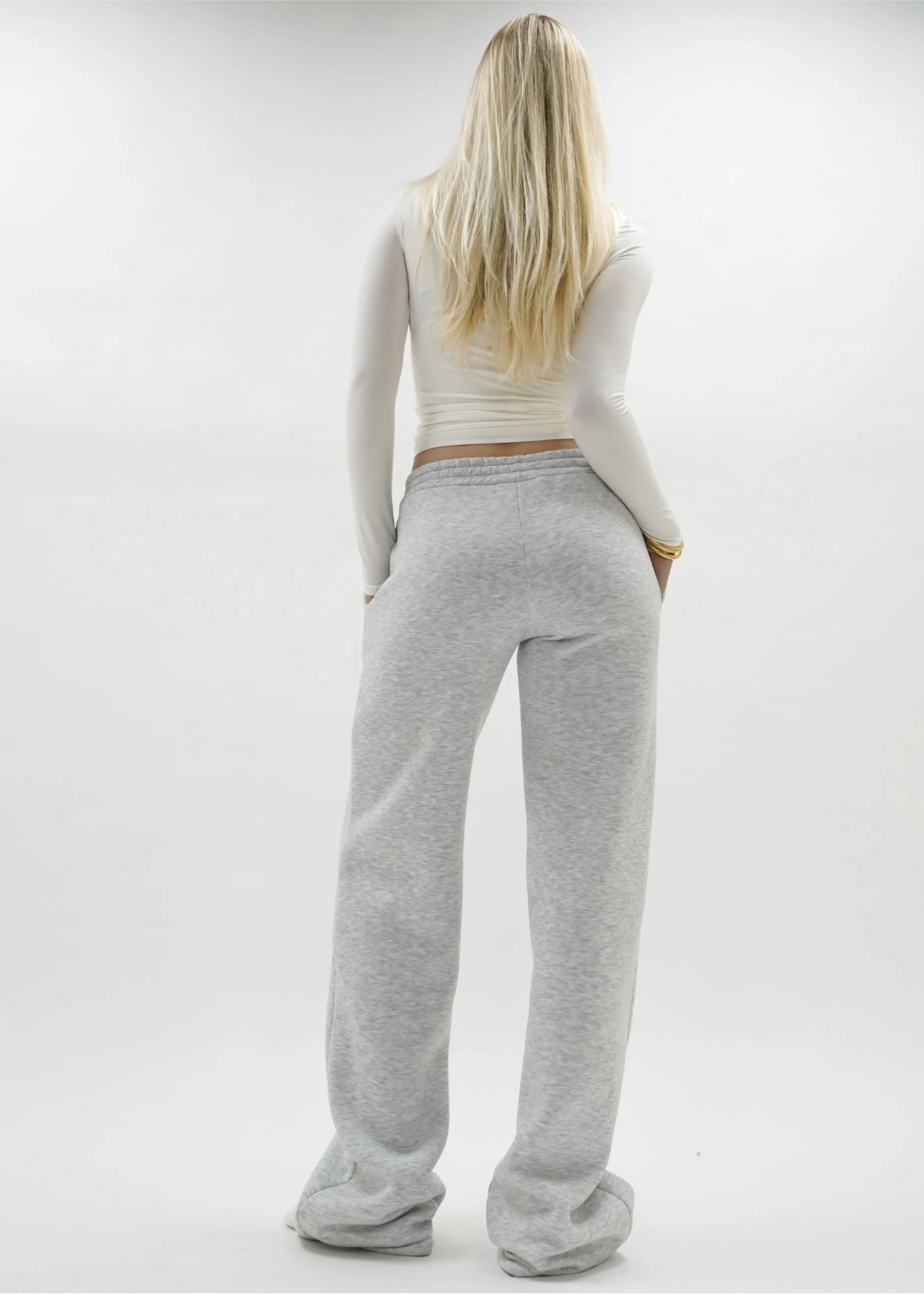 Low/mid waist jogger pants light grey melange (TALL)