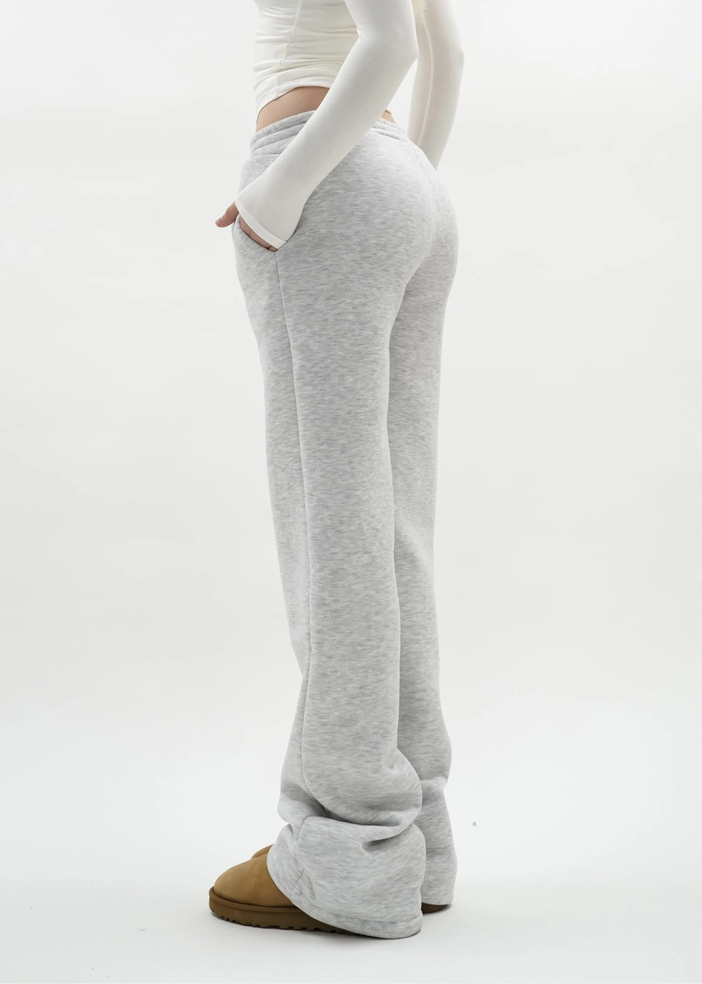 Low/mid waist jogger pants light grey melange (TALL)