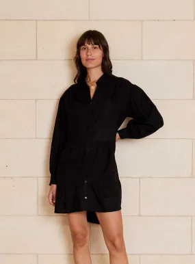 Luna Shirt Dress-Black