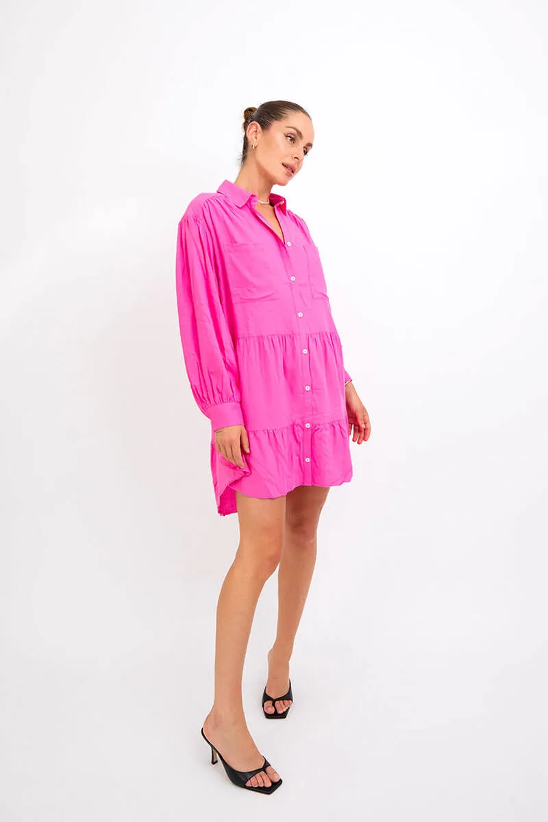 Luna Shirt Dress-PINK