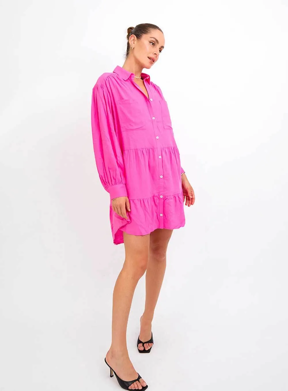 Luna Shirt Dress-PINK