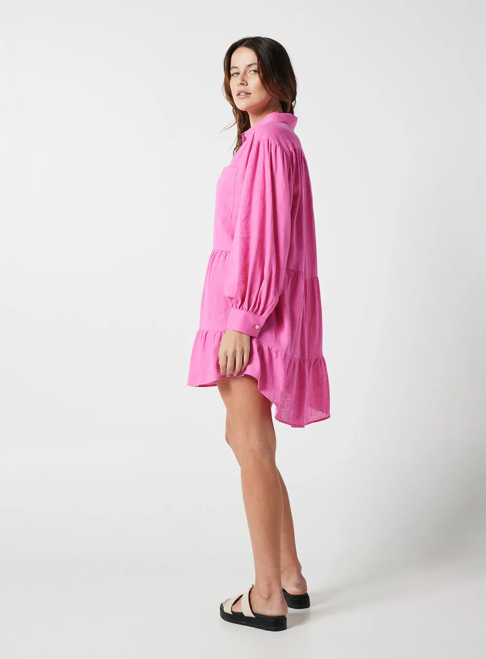 Luna Shirt Dress-PINK