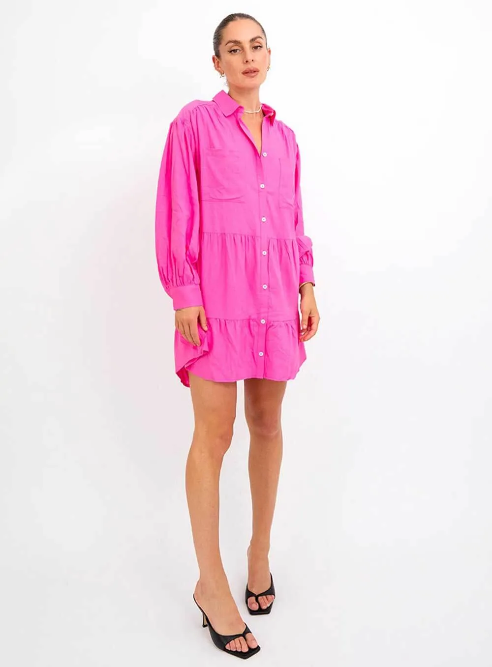 Luna Shirt Dress-PINK