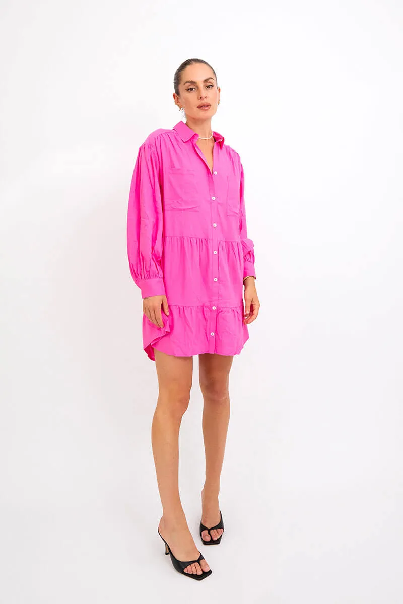 Luna Shirt Dress-PINK