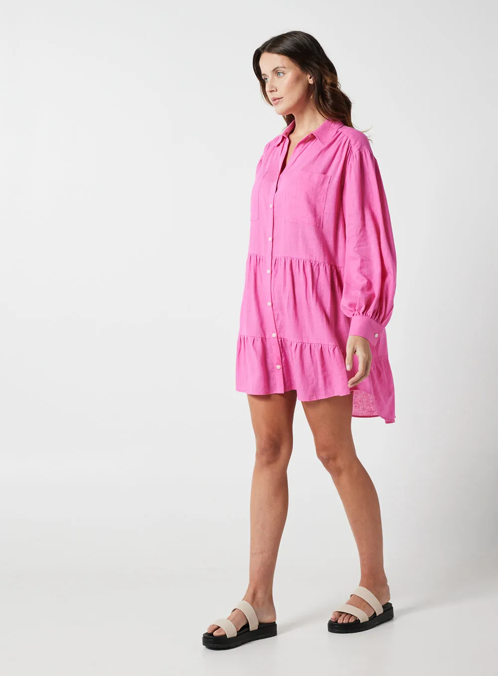 Luna Shirt Dress-PINK