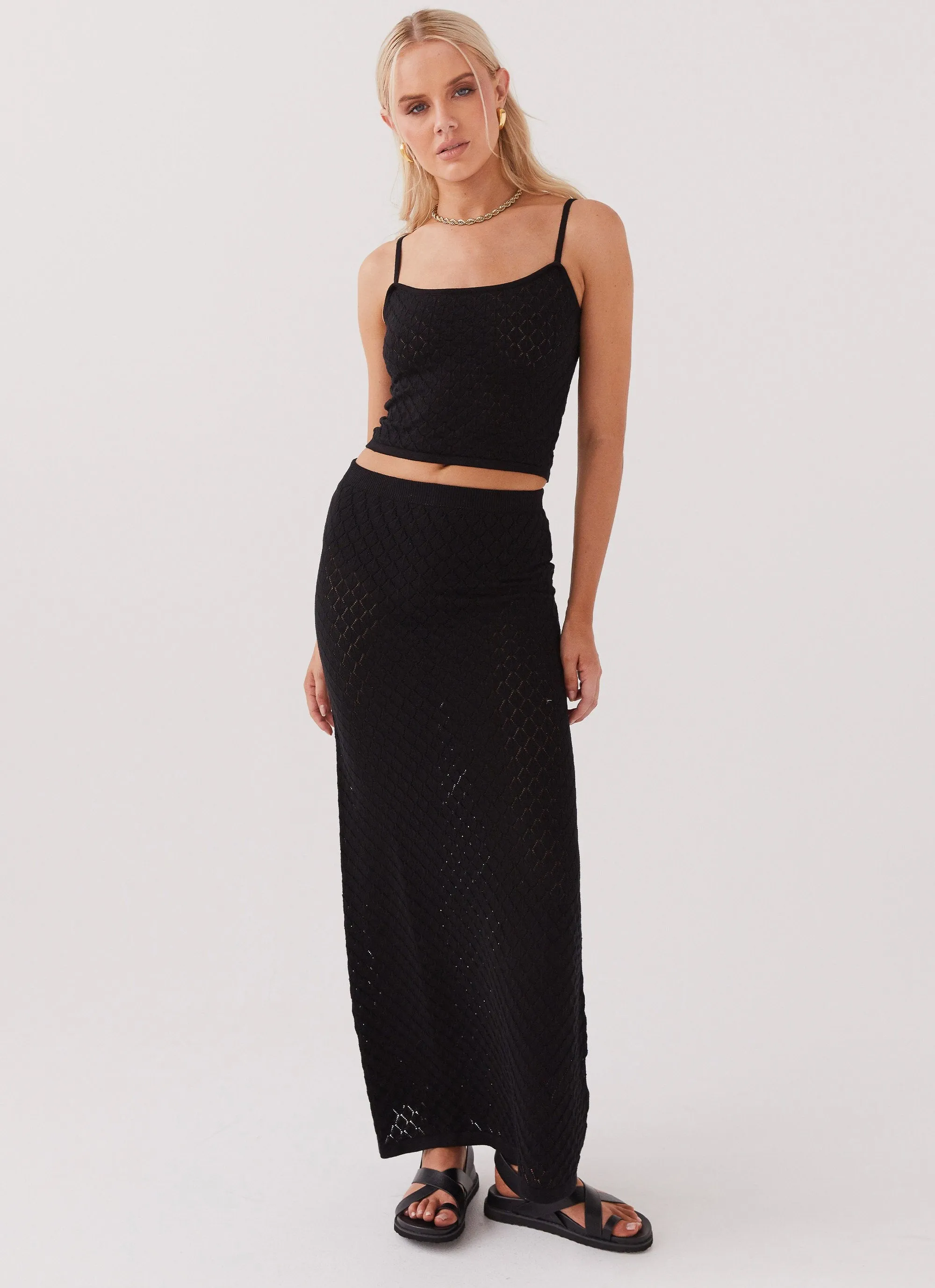 Macy Knit Maxi Skirt - Black