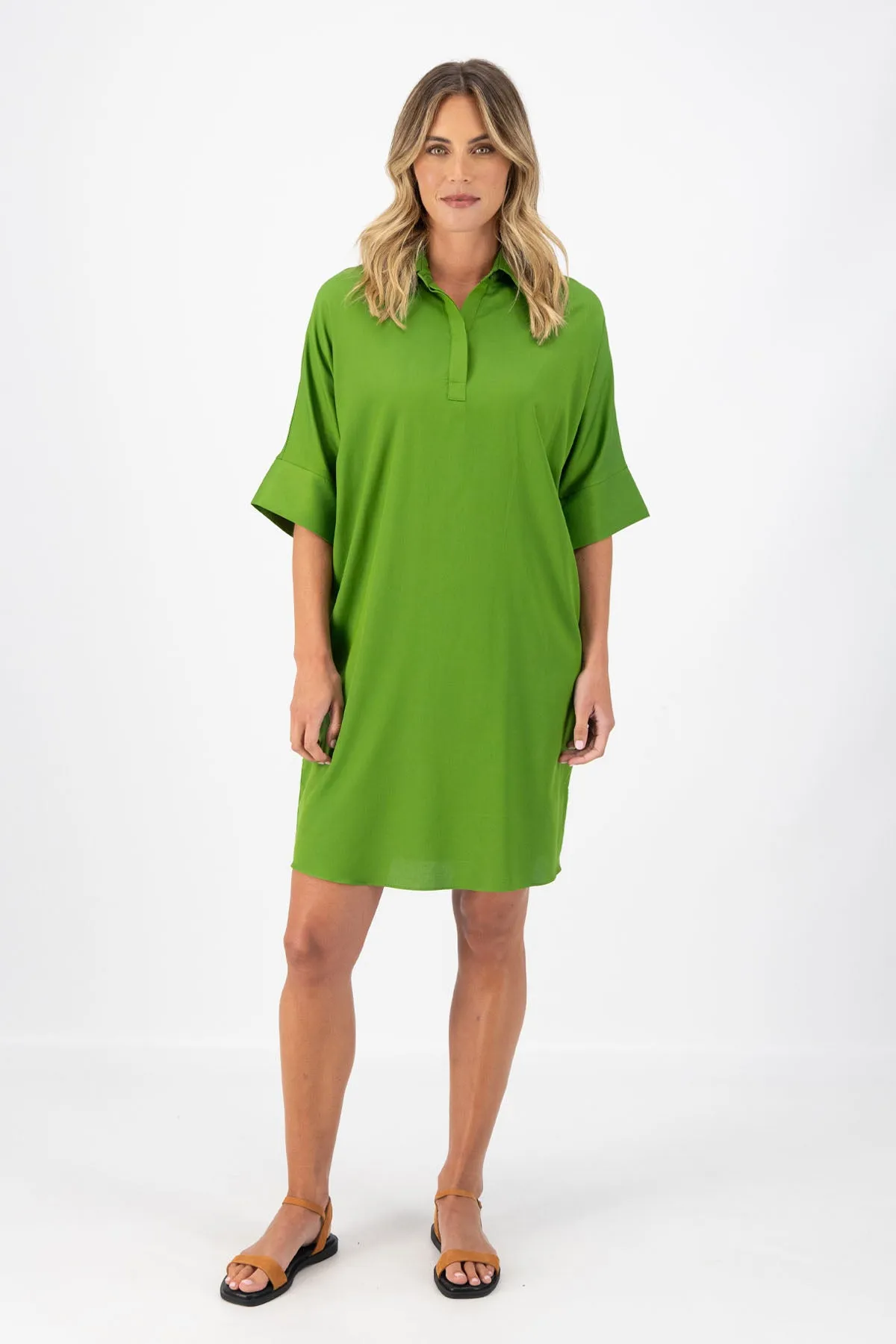 Marianna Estilo Shift Dress Green in Cotton/Rayon