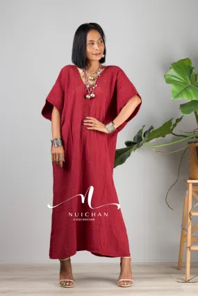 Maroon Red kaftan dress