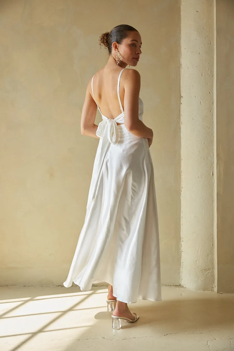 Mary Bow Back Satin Maxi Dress