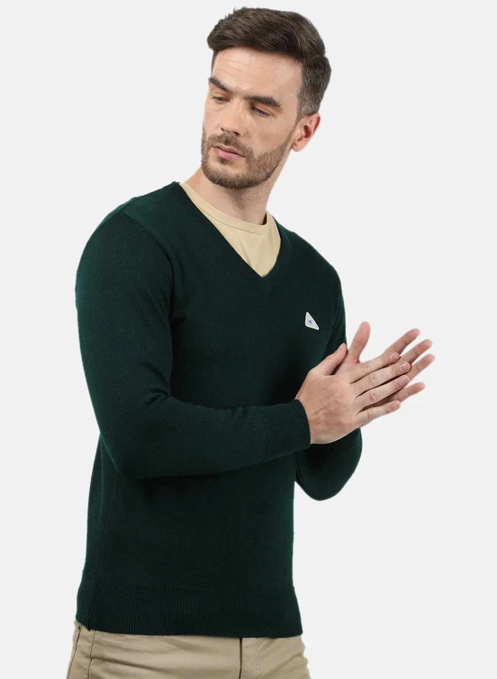 Men Green Solid Pullover