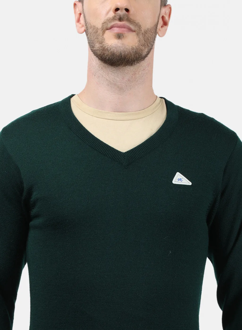 Men Green Solid Pullover