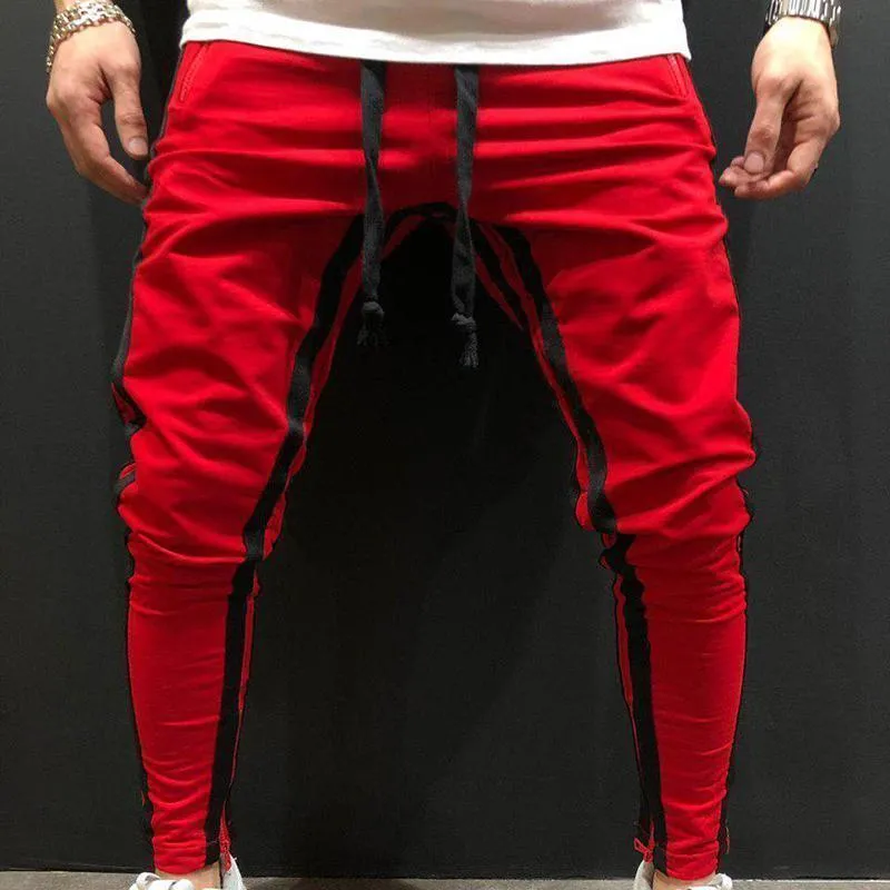 Men's Casual Red & Black Sport Jogger Pants