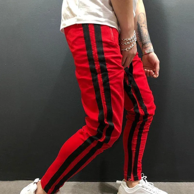 Men's Casual Red & Black Sport Jogger Pants