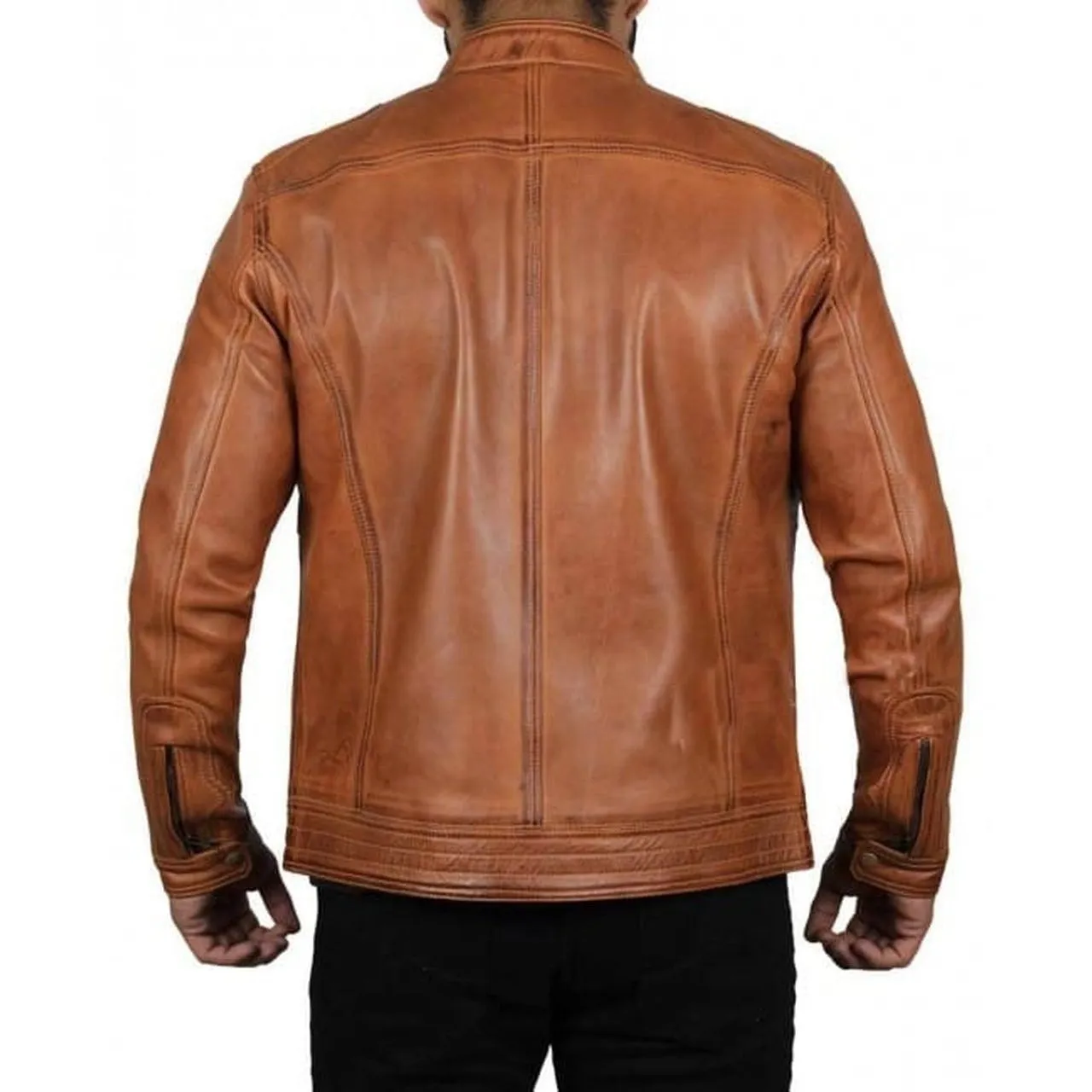 Men's Classic Brown Leather Biker Jacket