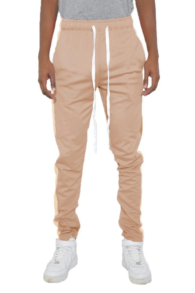 Mens Classic Slim Fit Khaki Side Stripe Joggers